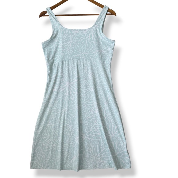 Columbia Dresses & Skirts - Columbia PFG Freezer Dress M Blue Floral Performance Stretch Outdoor Hiking Boat